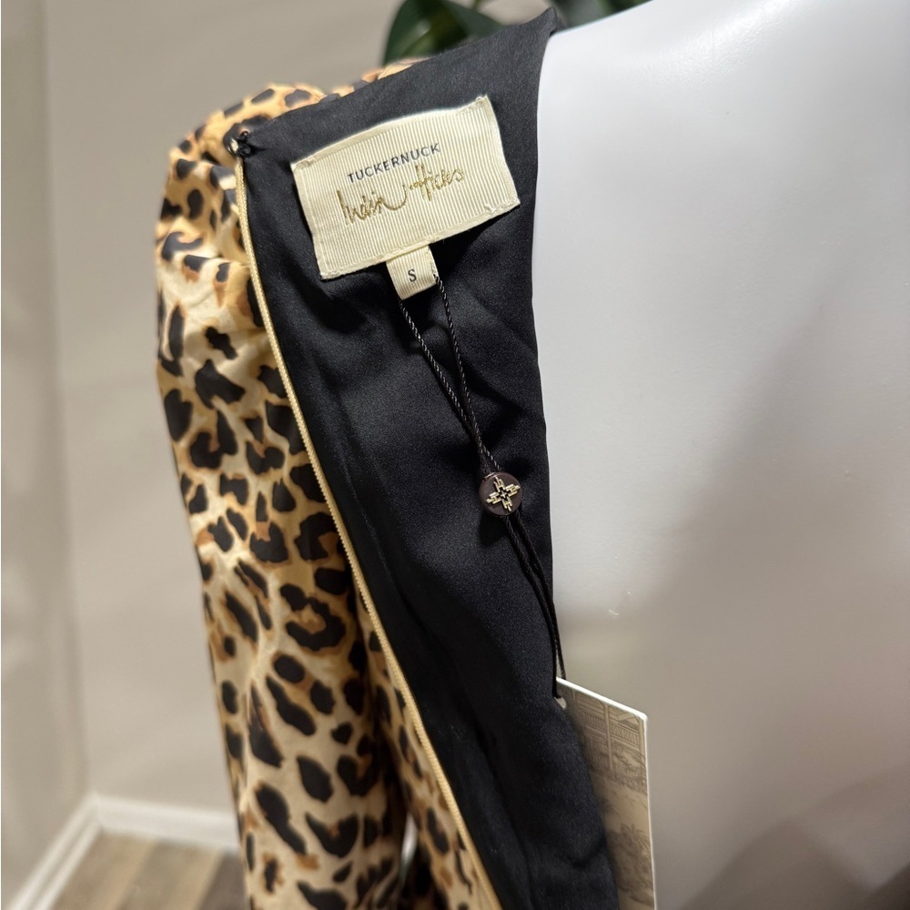 NWT Tuckernuck x India Hicks Leopard Domino Mini Dress S Puff Sleeve - Picture 8 of 15